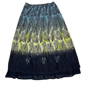 30% off! Peck & Peck women's skirt M blue green sequin maxi elastic waist layere
